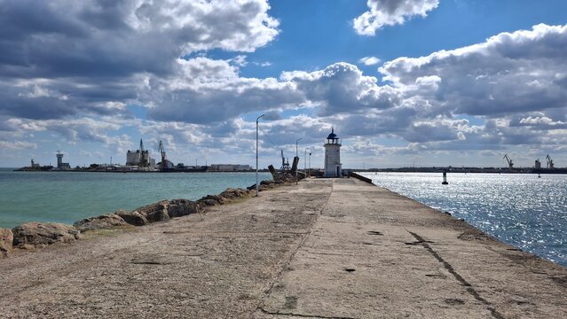 The pier with the old Genoese lighthouse in Mangalia