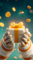 gift box with golden ribbon