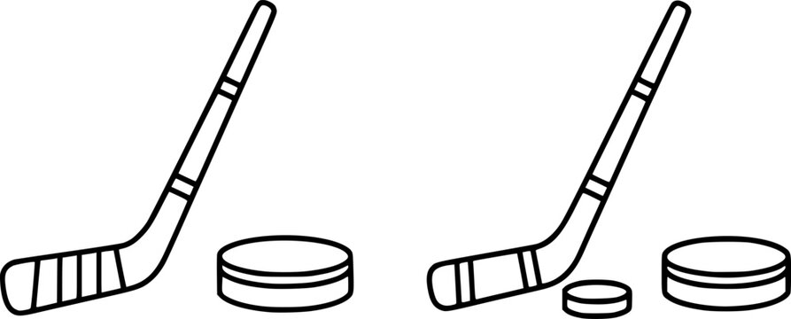 black hockey sticks and pucks clip art preview