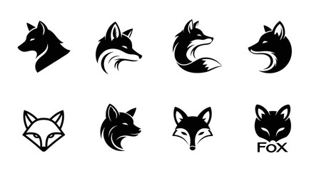 Fototapeta premium Canine Silhouette Parade: Black fox set