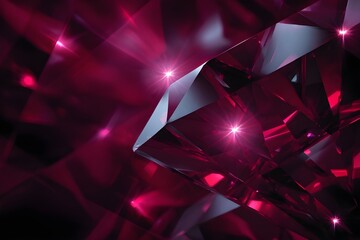 Abstract ruby crystal facets and glimmers, creating gemlike brilliance and captivating luxurious visual depth.