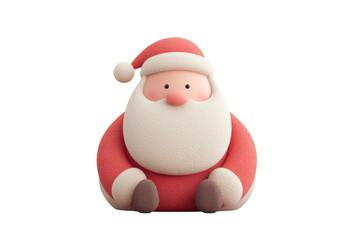 Cute cartoon santa claus figurine with red suit and white beard, cut out