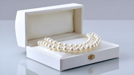 Present your treasured pearl necklace in an elegant, pearl white fastened box. Luxurious packaging.