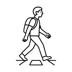 Obraz premium line icon man crossing the road vector on a white background Vector line icon on a white background