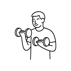 line icon man lifting dumbbells vector on a white background
Vector line icon on a white background