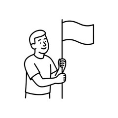 line icon man raising a flag vector on a white background
Vector line icon on a white background