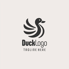Minimalist Black White Duck Drawing