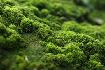 Obraz premium Lush green moss covers the ground, creating a vibrant and textured display in a serene forest environment