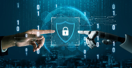 AI artificial intelligence strengthens cybersecurity with intelligent threat detection, virtual...