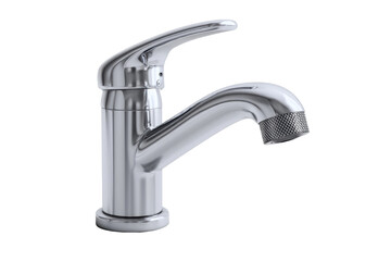 Modern chrome faucet with single handle and sleek design, cut out