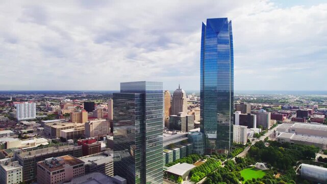 Drone Oklahoma City downtown morning Devon tower