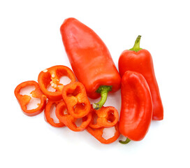 lovely mini peppers on white background 