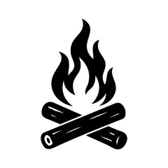 Campfire Silhouette Vector | Camping Fire Illustration | Outdoor Survival Symbol Design