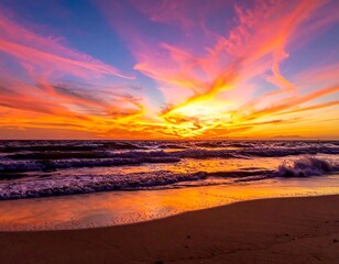 Dramatic sunset over a beach (2)