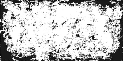 Black and white vintage grunge paper texture with splatter paint border and floral pattern decoration vector illustration