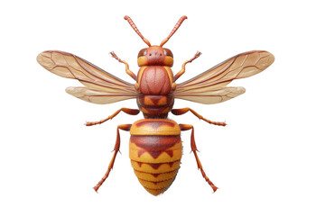 Fototapeta premium Close-up of a detailed asian giant hornet isolated on white background, cut out