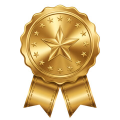 gold medal with ribbon