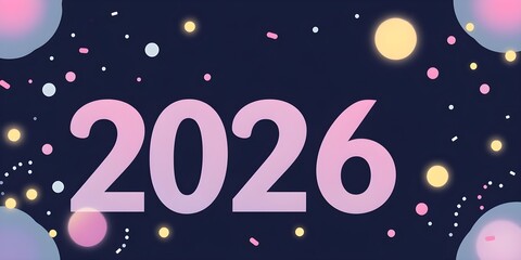 Happy New Year 2026 Minimalist Pastel Illustration