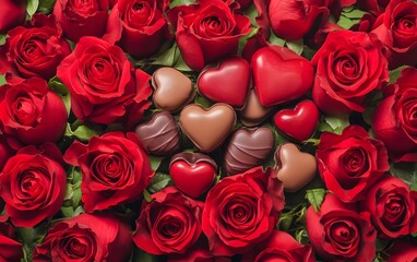 Romantic Red Roses and Chocolate Hearts Bouquet