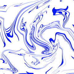 Abstract Blue and White Fluid Marble Pattern with Wavy Lines