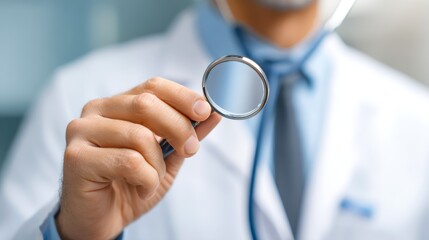 Doctor Holding Magnifying Glass in Medical Examination Setting