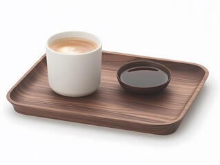 Wooden Tray Latte Coffee Cup Sweetener Still Life Photography