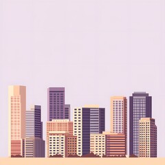 Modern City Skyline Illustration Pastel Colors Urban Landscape Building