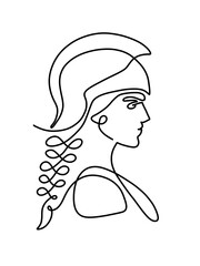 One line fantasy warrior woman