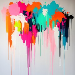 Vibrant Abstract Dripping Paint Splatter Art
