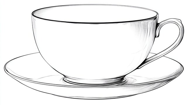 Empty teacup and saucer illustration