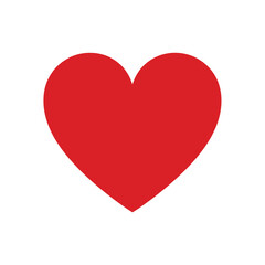 A simple red heart shape isolated on a clean white background
