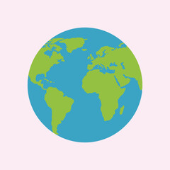 A simplified illustration of earth displaying landmasses and oceans
