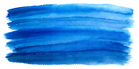 A beautiful watercolor wash in varying shades of blue isolated on transparent background, creating a serene and calming effect, ideal for backgrounds and design elements