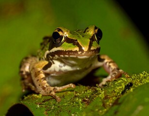 Obraz premium Close-up of a small frog on a leaf