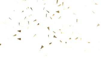Floating golden confetti isolated on transparent background, perfect for adding a touch of sparkle and celebration to invitations, banners, and festive designs