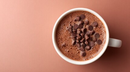 Indulgent Hot Chocolate Topped with Rich Chocolate Chips, Perfect for Cozy Moments and Sweet Treats, Ideal for Any Chocolate Lover's Delight.