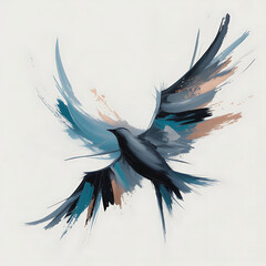 Dynamic Bird Illustration, Nature Art, Minimalist Style, Abstract Composition, Artistic Environment