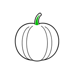 Round Orange Pumpkin with Green Stem Transparent Background