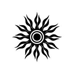 Tribal Sun Symbol Simple Bold Lines Transparent Background