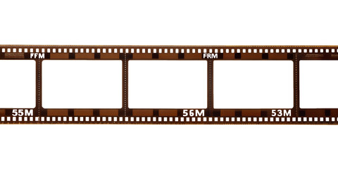 An old blank film strip frame isolated on a white background for photography and cinema design