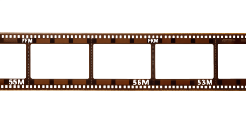 An old blank film strip frame isolated on a white background for photography and cinema design