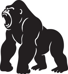 gorilla roaring silhouette vector