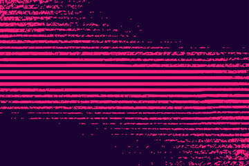 Neon pink striped glitch texture vector with noisy distortion on black. Modern abstract backdrop for posters, web design, and digital art.