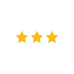Three golden stars display rating success achievement