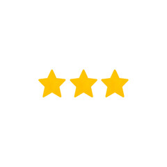 Three golden stars convey rating and achievement