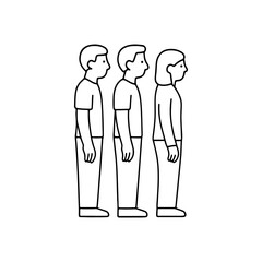 line icon people standing in line vector on a white background
Vector line icon on a white background