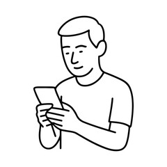 line icon person looking at a phone vector on a white background
Vector line icon on a white background
