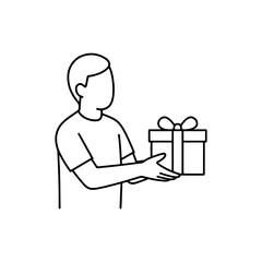 line icon person giving a gift vector on a white background
Vector line icon on a white background