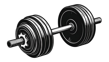 Black and white dumbbell illustration