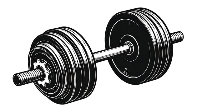 Black and white dumbbell illustration